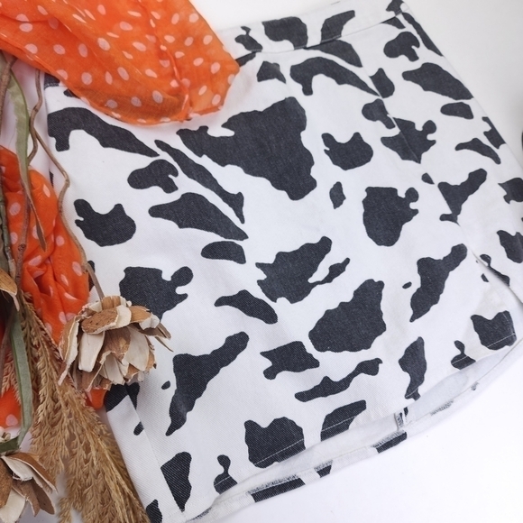 Tribe White Black Animal Print Denim Skirt Sz L - Picture 2 of 8